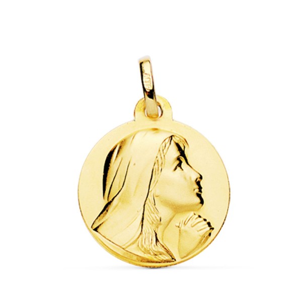 Medalla Oro de 18 Kilates Virgen Orante