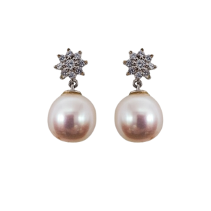 Pendientes Oro Blanco 18 Kilates con Perlas