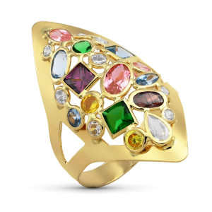 Sortija de Oro de 18 Kilates Lanzadera Multicolor