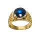 Sortija de Oro de 18 Kilates Sello Hombre Piedra Azul