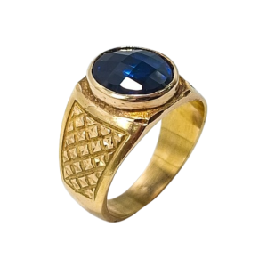 Sortija de Oro de 18 Kilates Sello Hombre Piedra Azul