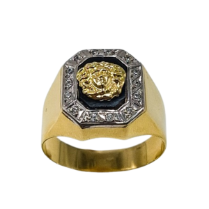Sortija Sello de Oro Bicolor 18 Kilates con Medusa