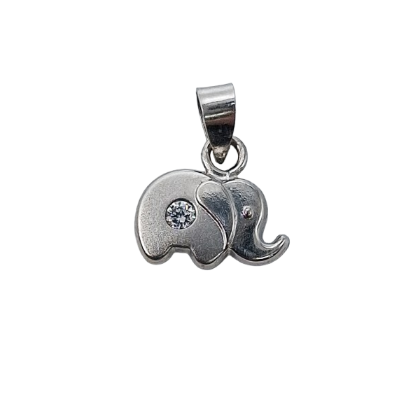 Colgante Oro Blanco de 18 Kilates Elefante Suerte