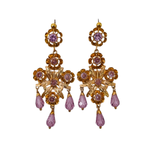 Pendientes de Oro de 18 Kilates Mantilla de Circonitas Rosa