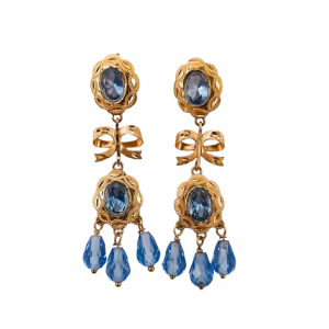 Pendientes de Oro de 18 Kilates Cubanas Azules