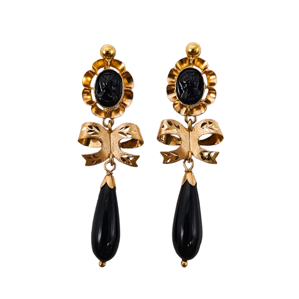 Pendientes de Oro de 18 Kilates Cubanas Negras Pendientes de Oro de 18 Kilates Cubanas Negras
