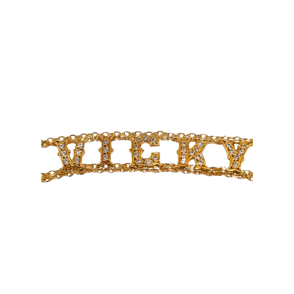 Pulsera de Oro de 18 Kilates Nombre VICKY