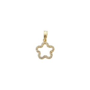 Colgante de Oro de 18 Kilates Flor Circonitas