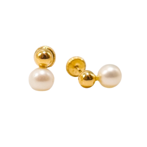 Pendientes de Oro de 18 Kilates Tu y yo con Perla