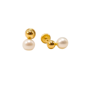 Pendientes de Oro 18 Kilates Tu y yo con Perla