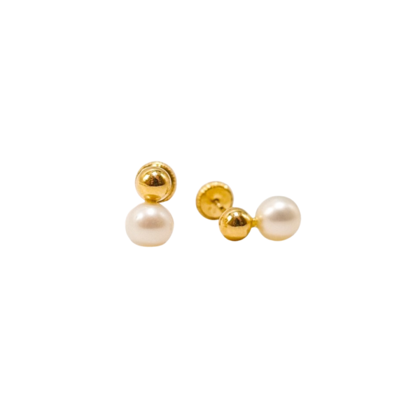 Pendientes de Oro de 18 Kilates Tu y yo con Perla