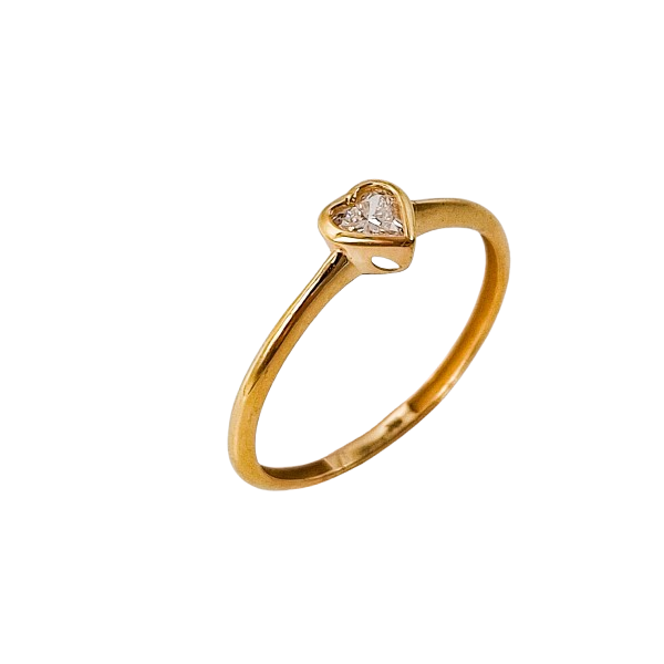 Sortija de Oro de 18 Kilates y Diamante Corazón Sortija de Oro de 18 Kilates y Diamante Corazón