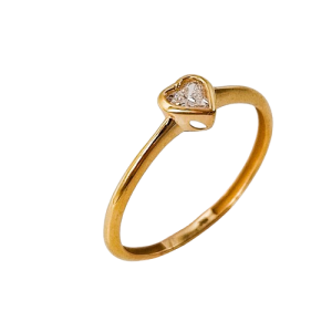 Sortija de Oro de 18 Kilates y Diamante Corazón
