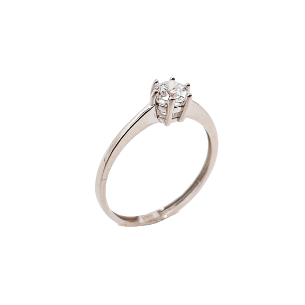Sortija de Oro Blanco 18 Kilates con Diamante Sortija de Oro Blanco 18 Kilates con Diamante