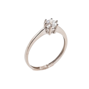 Sortija de Oro Blanco 18 Kilates con Diamante