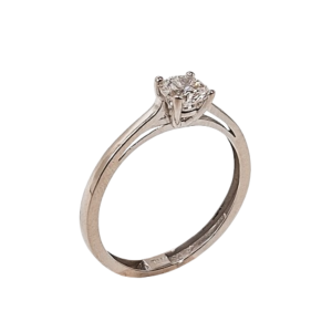 Sortija de Oro Blanco de 18 Kilates y Diamante