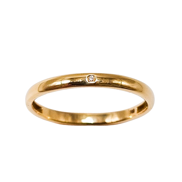 Sortija de Oro de 18 Kilates y Diamante 2.5mm Sortija de Oro de 18 Kilates y Diamante 2.5mm