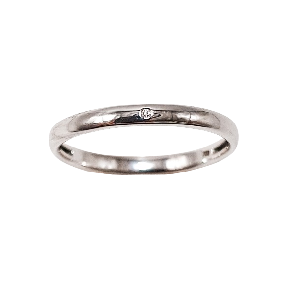 Alianza de Oro Blanco de 18 Kilates y Diamante 2.5mm Alianza de Oro Blanco de 18 Kilates y Diamante 2.5mm