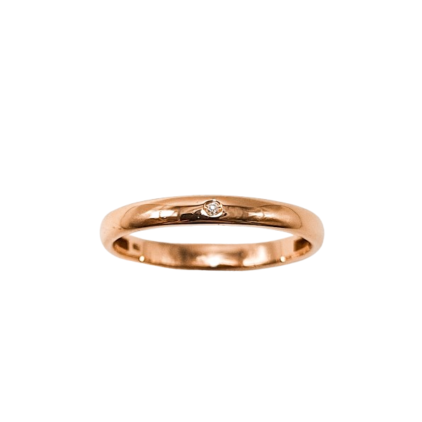 Alianza de Oro Rosa de 18 Kilates y Diamante 3mm Alianza de Oro Rosa de 18 Kilates y Diamante 3mm