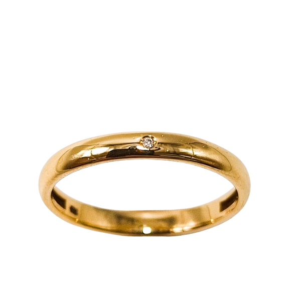 Alianza de Oro de 18 Kilates y Diamante 3mm Alianza de Oro de 18 Kilates y Diamante 3mm