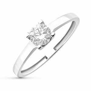 Sortija de Oro Blanco 18 Kilates y Diamante