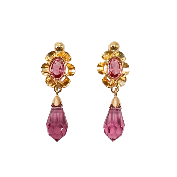 Pendientes de Oro de 18 Kilates Cubana Rosa