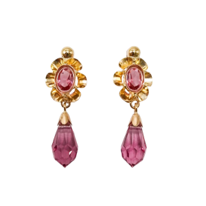 Pendientes de Oro de 18 Kilates Cubana Rosa