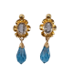 Pendientes de Oro de 18 Kilates Cubana Azul