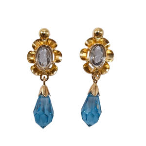 Pendientes de Oro de 18 Kilates Cubana Azul