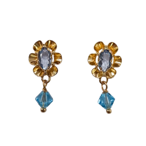 Pendientes de Oro de 18 Kilates Cubana Pequeño Azul