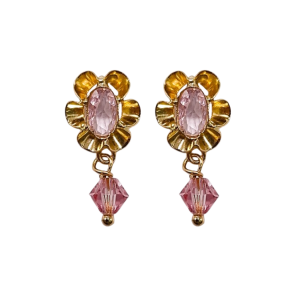 Pendientes de Oro de 18 Kilates Cubana Pequeño Rosa