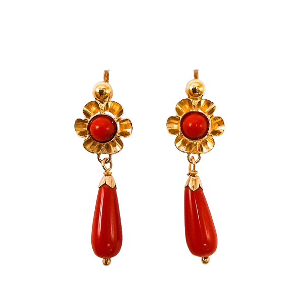 Pendientes Oro Cubanitas Coral Pendientes Oro Cubanitas Coral