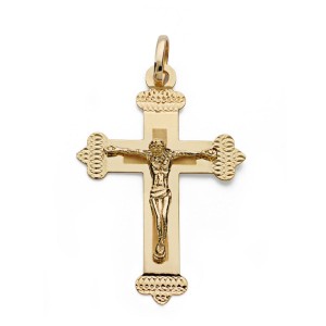 Cruz de Oro 18 Kilates Plana con Cristo